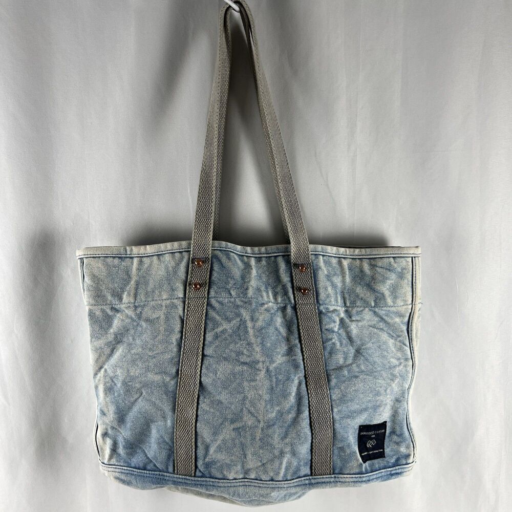 Immodest Cotton SMALL EAST WEST TOTE ACID WASH Denim Purse Handbag Shoulder Bag